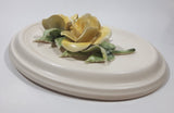 Vintage Fable Loraleigh Shearing Yellow Flowers and Green Leaves 6 1/4" x 8" Ceramic Wall Plaque