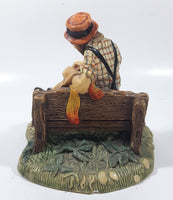 Vintage 1973 Naturecraft "Solitude" Man On A Bench No. 836 Hand Painted Stoneware Sculpture