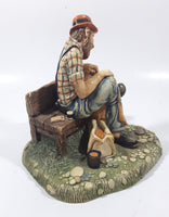 Vintage 1973 Naturecraft "Solitude" Man On A Bench No. 836 Hand Painted Stoneware Sculpture