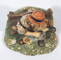 Vintage 1973 Naturecraft "Solitude" Man On A Bench No. 836 Hand Painted Stoneware Sculpture