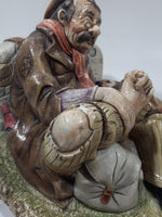 Vintage 1972 Naturecraft "Travellers Rest" No. 827 Hand Painted Stoneware Sculpture