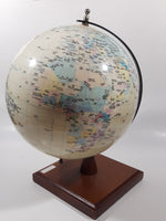 Chinese English Bilingual 8" World Globe Earth 11 1/2" Tall on Wood Base