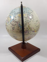 Chinese English Bilingual 8" World Globe Earth 11 1/2" Tall on Wood Base