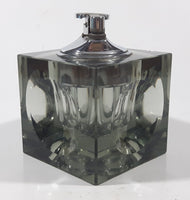 Vintage Cube Shaped Indented Sides Tinted Glass Table Top Gas Lighter 3 1/2" Tall Made in Japan