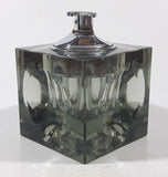 Vintage Cube Shaped Indented Sides Tinted Glass Table Top Gas Lighter 3 1/2" Tall Made in Japan