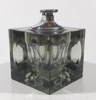 Vintage Cube Shaped Indented Sides Tinted Glass Table Top Gas Lighter 3 1/2" Tall Made in Japan