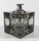Vintage Cube Shaped Indented Sides Tinted Glass Table Top Gas Lighter 3 1/2" Tall Made in Japan