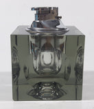 Vintage Cube Shaped Indented Sides Tinted Glass Table Top Gas Lighter 3 1/2" Tall Made in Japan