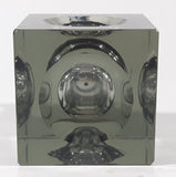 Vintage Cube Shaped Indented Sides Tinted Glass Table Top Gas Lighter 3 1/2" Tall Made in Japan