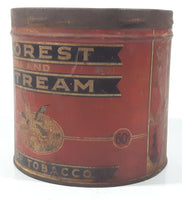 Antique Forest and Stream Pipe Tobacco Mallard Duck Themed Red 4 1/8" Tall 60 Cent Tin Metal Can
