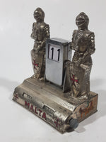 Rare Antique Malta Medieval Knights in Armor with Red Enamel Crosses Themed 4" Tall Perpetual Day Date Calendar Flipping Date