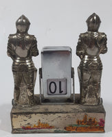 Rare Antique Malta Medieval Knights in Armor with Red Enamel Crosses Themed 4" Tall Perpetual Day Date Calendar Flipping Date