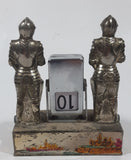 Rare Antique Malta Medieval Knights in Armor with Red Enamel Crosses Themed 4" Tall Perpetual Day Date Calendar Flipping Date