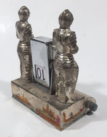 Rare Antique Malta Medieval Knights in Armor with Red Enamel Crosses Themed 4" Tall Perpetual Day Date Calendar Flipping Date