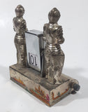 Rare Antique Malta Medieval Knights in Armor with Red Enamel Crosses Themed 4" Tall Perpetual Day Date Calendar Flipping Date