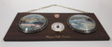 Vintage A&F Canada Niagara Falls Canada Waterfall Day and Night Round Domed Photos with Thermometer 6" x 13" Wood Plaque with Chain Hanging