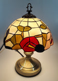 Vintage Plastic Stained Glass Hand Painted Flower Themed 14" Tall Table Lamp Light