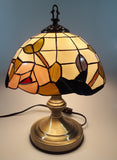 Vintage Plastic Stained Glass Hand Painted Flower Themed 14" Tall Table Lamp Light