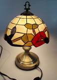 Vintage Plastic Stained Glass Hand Painted Flower Themed 14" Tall Table Lamp Light