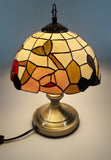 Vintage Plastic Stained Glass Hand Painted Flower Themed 14" Tall Table Lamp Light