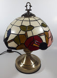 Vintage Plastic Stained Glass Hand Painted Flower Themed 14" Tall Table Lamp Light