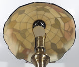 Vintage Plastic Stained Glass Hand Painted Flower Themed 14" Tall Table Lamp Light