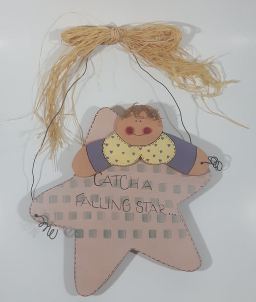 Catch A Falling Star... 9 1/4" x 9 1/2" Folk Art Wood Plaque Wall Hanging