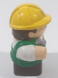 Mega Bloks My First Builders Construction Worker in Yellow Hard Hat Wearing Black and Green 3" Tall Plastic Toy Figure