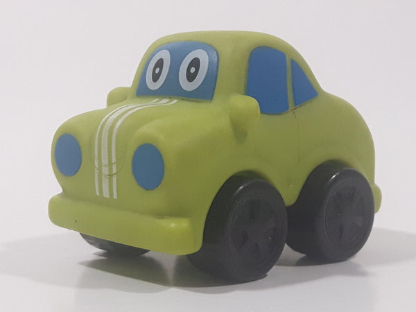 Toddler Car with Eyes Green with White Stripes Rubber Toy Car Vehicle