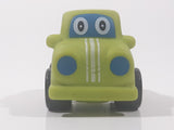 Toddler Car with Eyes Green with White Stripes Rubber Toy Car Vehicle