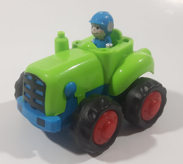 Blue Suited Driver In Green Tractor Plastic Toy Car Vehicle