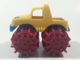 Battat Monster Minis Monster Truck with Flame Texture 4 3/4" Long Yellow Blue and Magenta Plastic Toy Car Vehicle