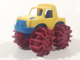 Battat Monster Minis Monster Truck with Flame Texture 4 3/4" Long Yellow Blue and Magenta Plastic Toy Car Vehicle