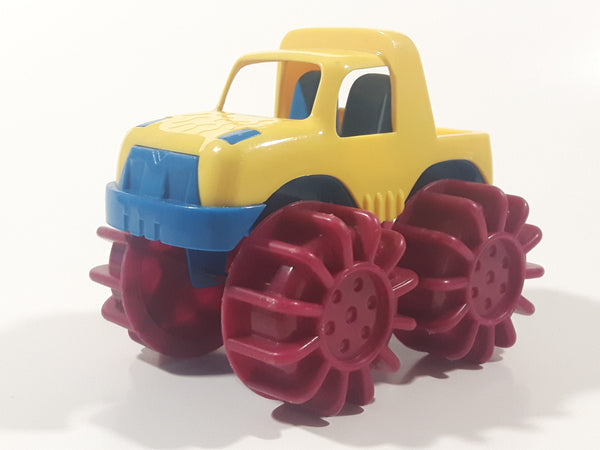 Battat Monster Minis Monster Truck with Flame Texture 4 3/4" Long Yellow Blue and Magenta Plastic Toy Car Vehicle