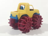 Battat Monster Minis Monster Truck with Flame Texture 4 3/4" Long Yellow Blue and Magenta Plastic Toy Car Vehicle