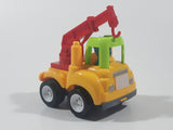 Crane Picker Truck Yellow Green Red with Blue Driver Push and Go 3 1/4" Long Plastic Toy Car Vehicle