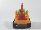 Crane Picker Truck Yellow Green Red with Blue Driver Push and Go 3 1/4" Long Plastic Toy Car Vehicle