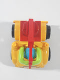 Crane Picker Truck Yellow Green Red with Blue Driver Push and Go 3 1/4" Long Plastic Toy Car Vehicle
