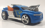2002 Mattel Hot Wheels Dragster Truck Blue 5 1/2" Long Plastic Die Cast Toy Car Vehicle Lights and Sound Moving Car and Moving Flames