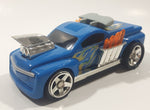 2002 Mattel Hot Wheels Dragster Truck Blue 5 1/2" Long Plastic Die Cast Toy Car Vehicle Lights and Sound Moving Car and Moving Flames