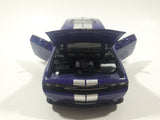 2014 Welly No. 24049 Dodge Challenger SRT White Purple with Silver Stripes 7 1/2" Long Die Cast Toy Car Vehicle with Opening Doors and Hood