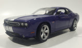 2014 Welly No. 24049 Dodge Challenger SRT White Purple with Silver Stripes 7 1/2" Long Die Cast Toy Car Vehicle with Opening Doors and Hood