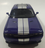 2014 Welly No. 24049 Dodge Challenger SRT White Purple with Silver Stripes 7 1/2" Long Die Cast Toy Car Vehicle with Opening Doors and Hood