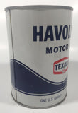 Vintage Texaco Havoline Motor Oil On U.S. Quart 0.946 Litre White 5 1/2" Tall Metal Oil Can