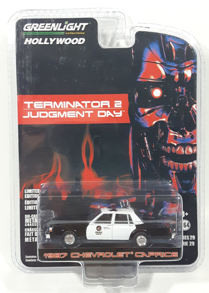 2020 Greenlight Hollywood Collectibles Series 29 Terminator 2 Judgment Day 1989 Chevrolet Caprice Police Black and White 1:64 Scale Die Cast Toy Car New in Package