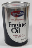 Vintage Amsoil 100% Synthetic SAE 10W-40 Engine Oil "25, 000 Miles or One Year" 1 Litre Metal Can Full Superior Wisconsin