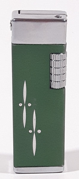 Vintage Elegant By Cornwall Art Deco Style 2 1/2" Tall Green Gas Lighter Made in Japan