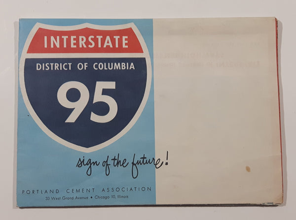 Vintage 1959 MCMLIX General Drafting Co. Rand McNally Interstate 95 District Of Columbia "sign of the future!" Road Map Portland Cement Association 33 West Grand Avenue Chicago 10, Illinois