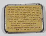 Vintage Bayer 12 Tablets Aspirin "Genuine" Fast Pain Relief 'Press Here' Small Pocket Size Tin Metal Hinged Pill Case EMPTY