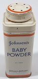 Vintage Johnson's Baby Powder 4 1/2 OZS. 5" Tall Tin Container Johnson & Johnson Limited Montreal EMPTY